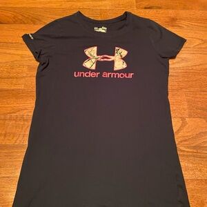 Under Armour Black T-Shirt with Pink Camo Graphic